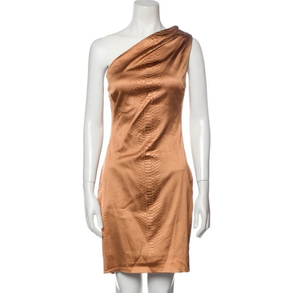 HANEY Valentina One Shoulder Python Mini Dress Womens Size 6 - Picture 3 of 6